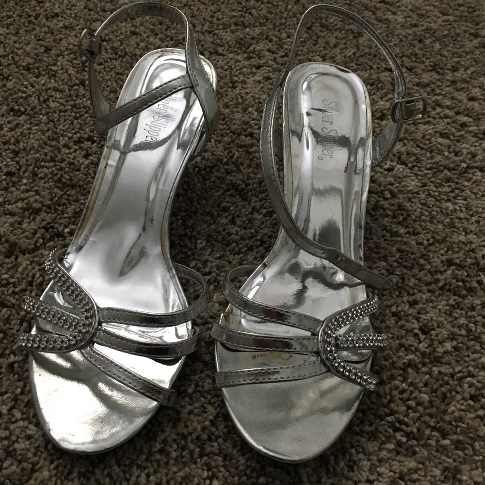 Silver low heels
